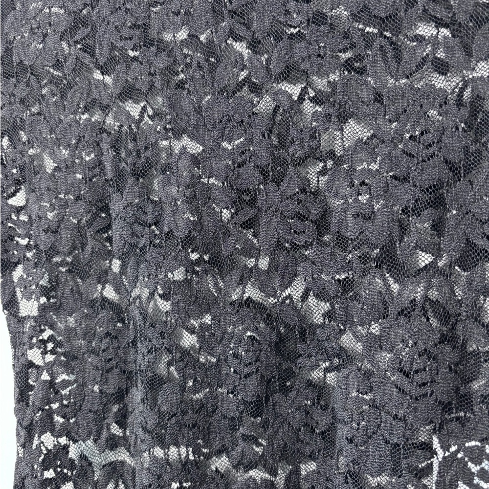 Stems Revolve Black Sheer Lace Long Sleeve Mock Neck Thong Bodysuit Medium New - Picture 4 of 6